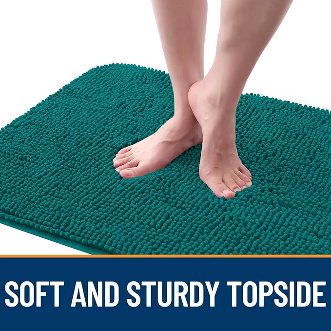 OLANLY Dog Door Mat for Muddy Paws 35x24, Absorbs Moisture and Dirt, Absorbent Non-Slip Washable Doormat, Quick Dry Chenille Mud Mat for Dogs, Entry Indoor Entryway Carpet for Inside Floor, Lake Blue