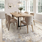 UERMEI 5x7 Area Rug Living Room Rugs - Washable Neutral Modern Abstract Soft Thin Rug Indoor Floor No Slip Rug Carpet for Bedroom Under Dining Table Home Office Decor - Light Brown/Gray