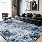 Rugflix 6x9 Area Rugs for Living Room, Washable Navy Blue Dark Large Rug