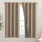 NICETOWN Burlap Vintage Open Linen Weave Flax Thermal Curtains, 100% Blackout Curtains 45" Long for Dining Room, Soundproof Window Treatment Drapes for Hall Room, 52" Wide Per Panel, Set of 2