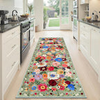 Rug for Hallways Green Kitchen Rug 2x6, Non Slip Washable Rugs with Rubber Backing Soft Floral Carpet Runner for Hallways, Kitchen, Laundry, Bedroom, Bathroom (2 x 6, Green Garden)