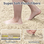 5x8 Area Rugs for Living Room: Soft Fluffy Shag Beige Rugs for Bedroom, Non Slip Large Fuzzy Plush Rug Indoor Floor Carpet for Nursery Kids Boys Girls Room, Dorms, Playroom, Modern Home Decor