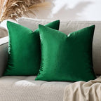 GIGIZAZA Green Velvet Pillow Covers 20x20 Decorative Pillows Pack of 2