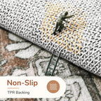 OPPODREAM Soft Area Rugs 5x7, 5x7 Washable Rug with Non Slip Backing, 5 x 7 Faux Cashmere Low-Pile Carpet, Brown