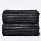 BEDELITE 3D Ribbed Jacquard Black Full Size Blankes for Bed, 84x90 Inch