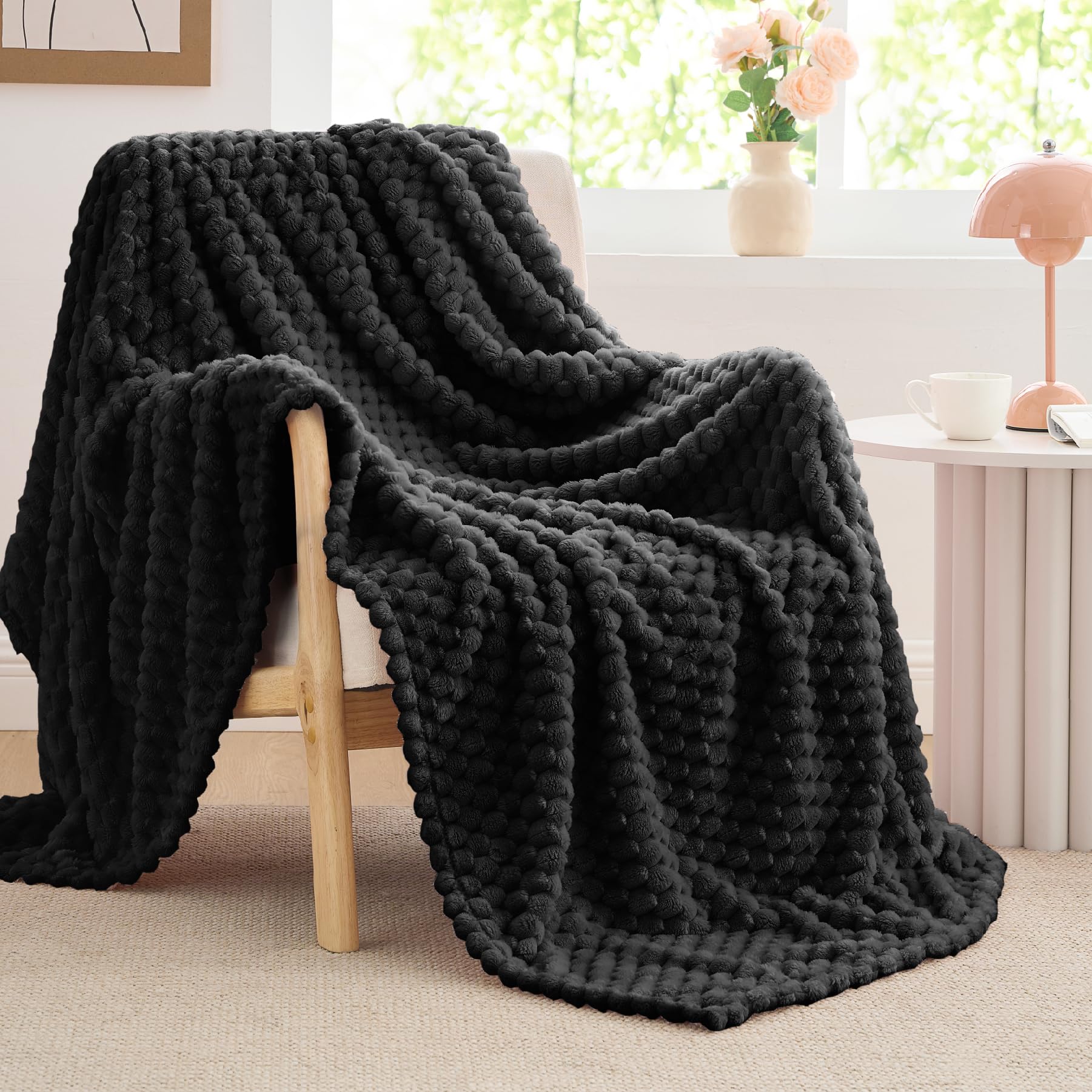 BEDELITE Black Throw Blanket for Couch, Soft Cozy Gifts for Women, 50 * 60