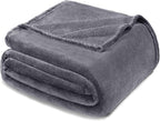 Exclusivo Mezcla Fleece Blanket Cal King Size for Bed, Super Soft and Warm, All Season, Cozy, Plush, Lightweight, 120x120 Inches, Dark Grey