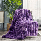 Cozy Bliss Cow Print Faux Fur Throw Blanket for Couch, Fuzzy Soft Plush Thick Bubble Blanket for Sofa Bedroom Living Room, 50x60 Inches