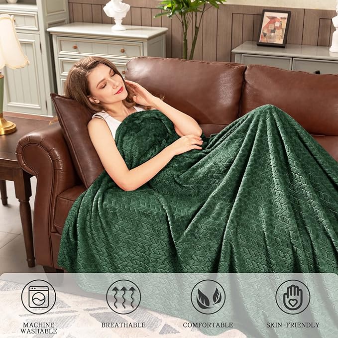 inhand Fleece Blanket for Bed, Super Soft Flannel Cozy King Bed Blanket for Adults, Washable Lightweight Fuzzy Bed Blanket for Office Sofa, Warm Plush Blankets for All Season (90"×108", Green)