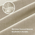 MIULEE 100% Blackout Linen Curtains for Bedroom, Cobblestone Solid Luxury Decor Thermal Insulation Room Darkening Drapes for Living Room Nursery Back Tab Rod Pocket 42 x 72 Inches, 2 Panels