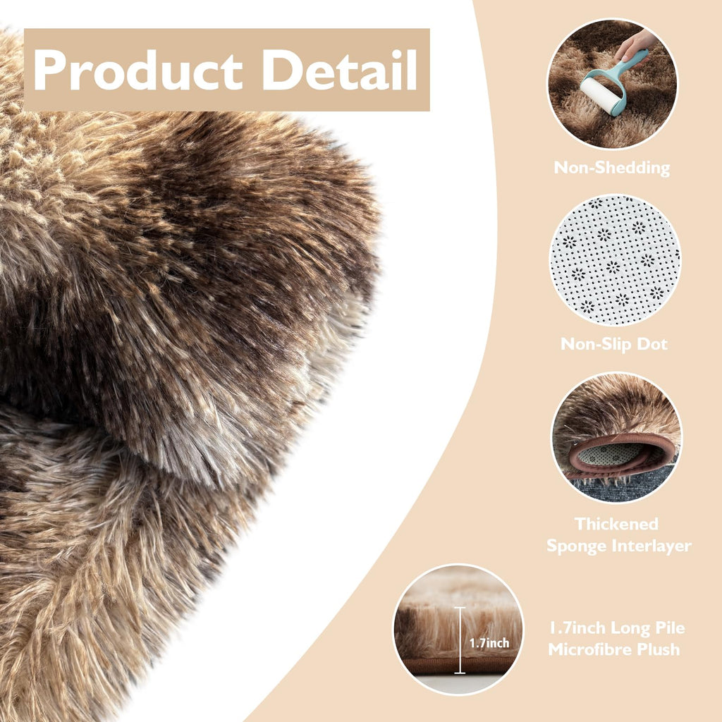 Fluffy Round Rug,Small Area Rugs,Shaggy Rugs 6'X6' for Living Room