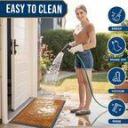 Smiry Front Door Mat Outside Entrance, Low Profile Rubber Doormat, 35x23