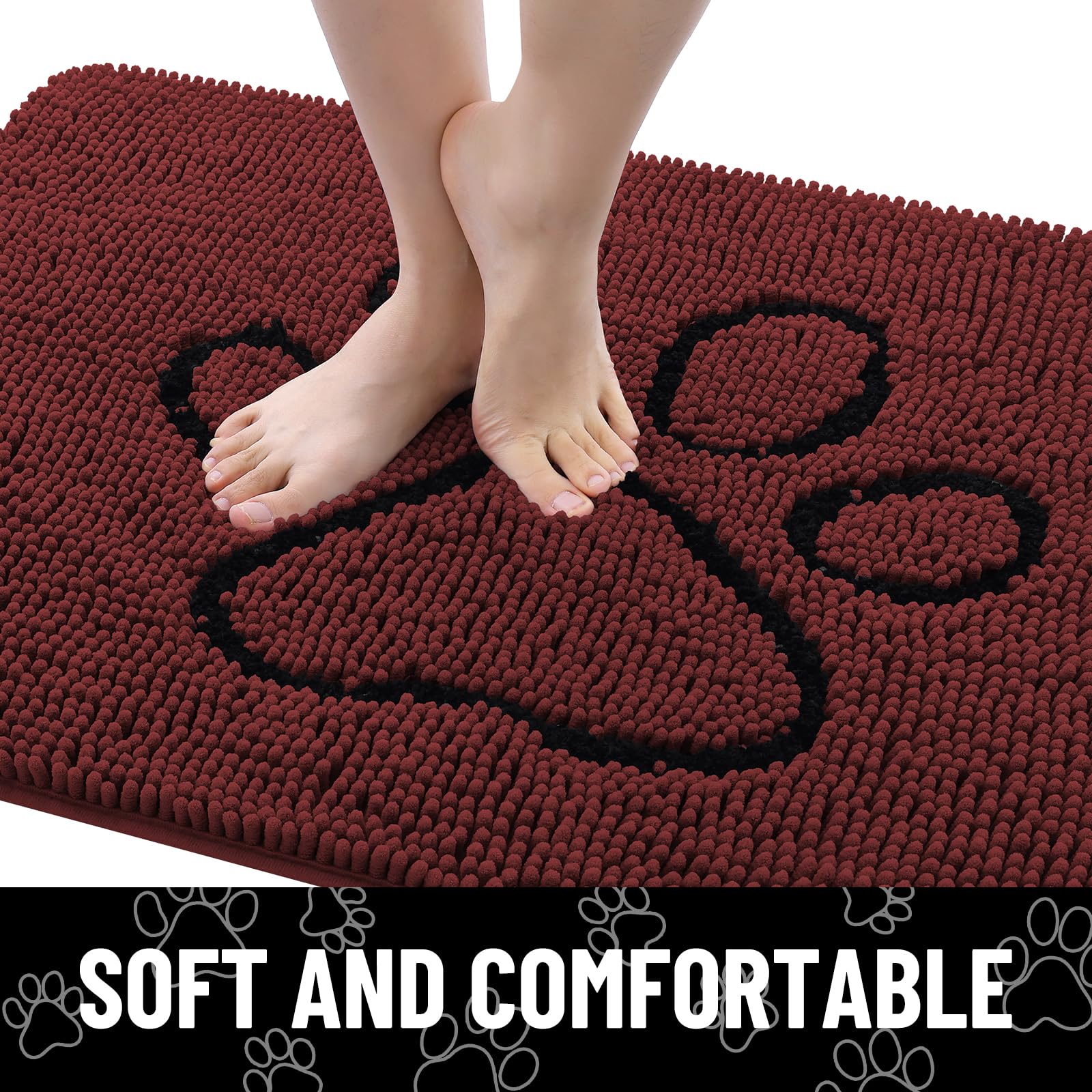 Smiry Dog Door Mat for Muddy Paws, Absorbent Non Slip Dirt Trapper, 30x20
