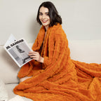 Aganear Fleece Throw Blanket for Bed Couch,Fall Boho Blanket,90"x90" Orange