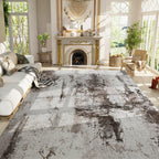 Living Room Rug 9x11 Coffee Area Rugs Machine Washable Abstract Boho Large Rug Non-Slip Non-Shedding Faux Wool Indoor Vintage Carpet for Bedroom, Classroom, Dining Room, Kids Playroom