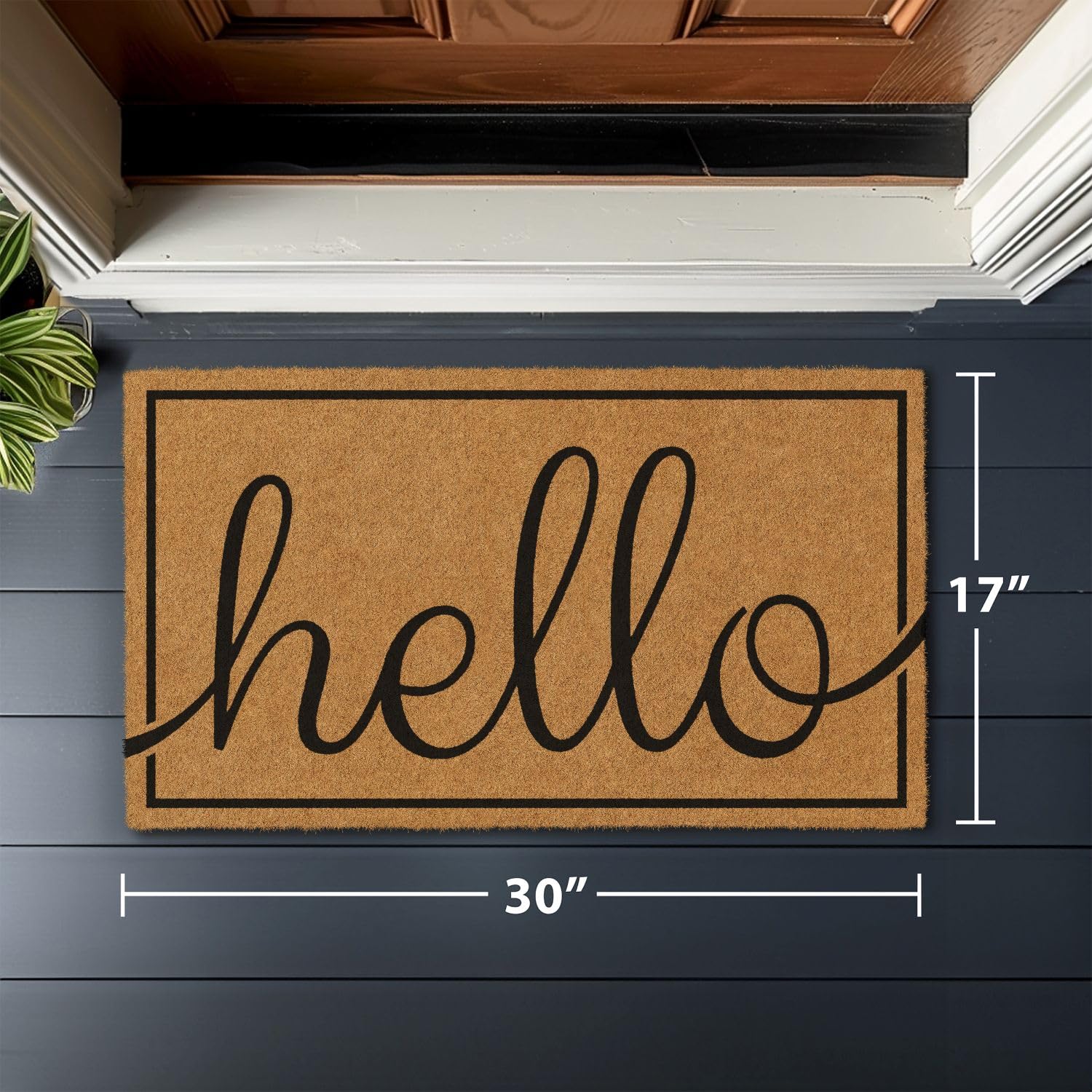 Barnyard Designs Natural Coco Coir Non-Slip Doormat (17x30, Hello)