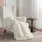 Bedsure GentleSoft Fluffy Cream Throw Blanket Decorative Blankets for Bed Couch Sofa, Cream Decor Sherpa Fleece Soft Cozy Fuzzy Plush Thick Warm Faux Fur Decorations, Ivory Girl Gifts, 50x60