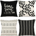 YCOLL Pillow Covers 22x22 Set of 4, Modern Sofa Throw Pillow Cover, Decorative Outdoor Linen Fabric Pillow Case for Couch Bed Car, Black