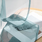 MIULEE Dusty Blue Sheer Curtains 90 Inches Long, 4 Panels Set, Light Filtering Rod Pocket Voile Drapes for Living Room and Bedroom, Airy Soft Fabric Window Treatments, 42 x 90 Inches