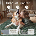 WondRg 6x9 Washable Area Rug for Living Room Bedroom Vintage Green Carpet Soft Low Pile Traditional Retro Non Slip Throw Rug for Dining Room Entryway Indoor Dorm Kitchen