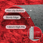 9x12 Ft Extra Large Shag Rugs for Living Room, Ultra Soft Fluffy Furry Area Rugs for Bedroom Indoor Floor, Aesthetic Carpet for Kids Home Decor (Red)
