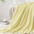 BEDELITE Fleece Throw Blanket for Couch – 3D Ribbed Jacquard Soft and Warm Decorative Fuzzy Blanket – Cozy, Fluffy, Plush Lightweight Transparent Yellow Throw Blankets for Bed, Sofa, 50x60 inches