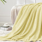 BEDELITE Fleece Throw Blanket for Couch – 3D Ribbed Jacquard Soft and Warm Decorative Fuzzy Blanket – Cozy, Fluffy, Plush Lightweight Transparent Yellow Throw Blankets for Bed, Sofa, 50x60 inches