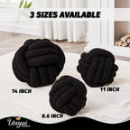 Uvvyui Knot Pillow Ball, Soft Home Decorative Pillows, Round Throw Pillow, Handmade Knotted Plush Pillow, Round Boucle Pillow Cushion (8.6 Inches Black)