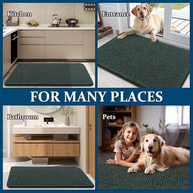 OLANLY Dog Door Mat for Muddy Paws 70x24, Super Absorbent Chenille Mud Mat