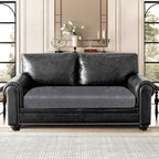 Leather Look Couch Cushion Covers Sofa Seat Slipcovers Sets Couches Furniture Protector for Sectional Armchair Loveseat Pets Kids Stretch Spandex Fabric (1 Cushion Loveseat, Dark Grey)