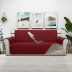 ISSUNTEX Double Protection 100% Waterproof Sofa Covers for Living Room, Couch Covers for 3 Cushion Couch Sofa, Reversible Furniture Protector Sofa Cover for Dogs (Oversized Sofa, Christmas Red/Beige)