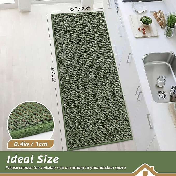 BEQHAUSE Kitchen Runner Rugs 32"x72", Kitchen Mats for Floor, Green