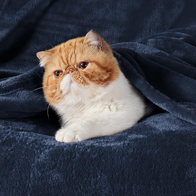 Bedsure GentleSoft Fleece Bed Blankets Large Size Navy - Soft Lightweight Fuzzy Cozy Luxury Oversized King Blanket Microfiber, Room Home Decor Gifts for Women and Men, 120x120 inches