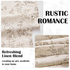 Lazzzy Taupe Vintage Floral Linen Curtains Farmhouse 50W X 84L 2 Panels