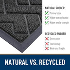 OLANLY Front Door Mat Indoor Outdoor Entrance, Waterproof All-Season, All-Weather Doormat, Sturdy Natural Rubber, Low Profile, Easy Clean Patio Porch Entryway Mat, Herringbone Brick (Black, 29.5x17)