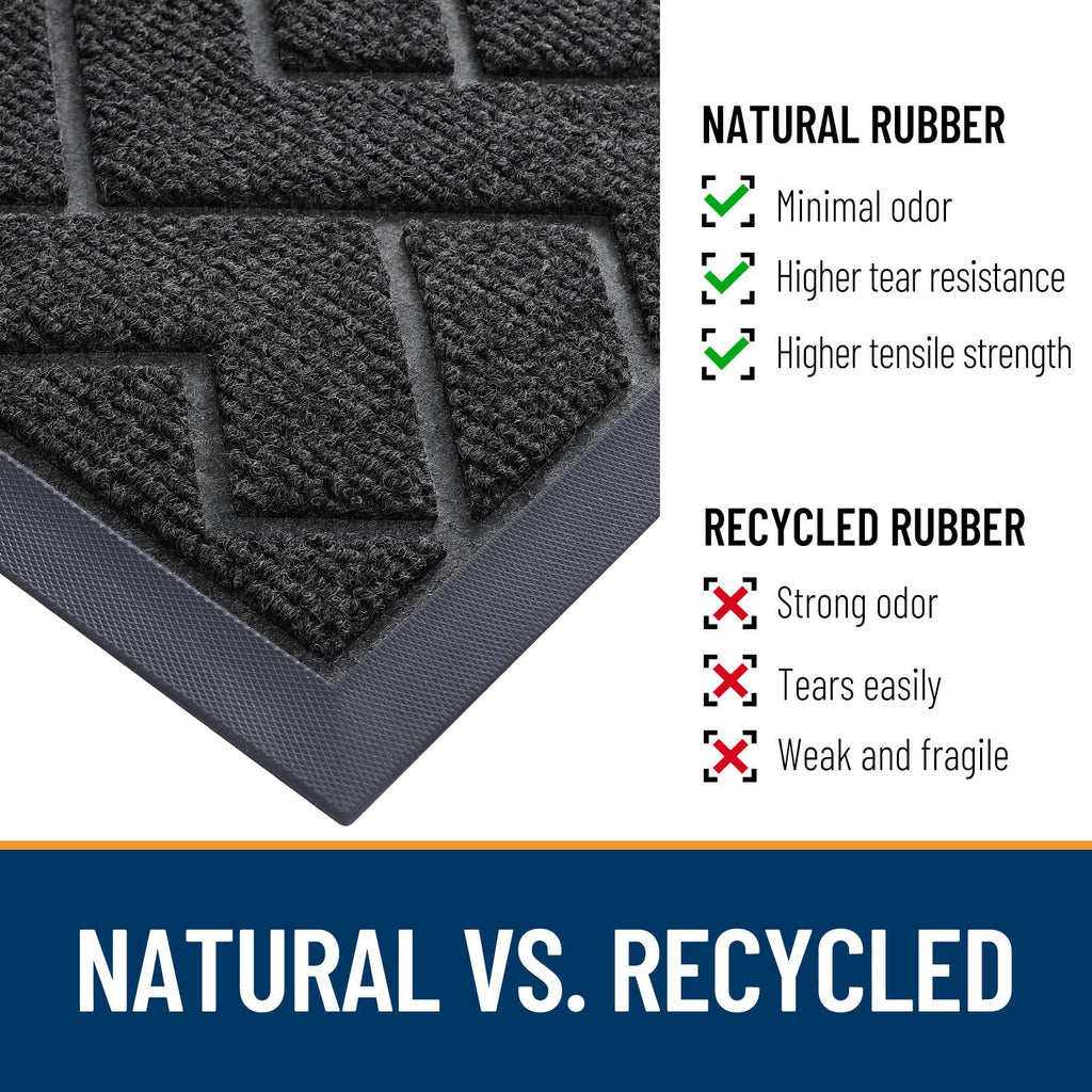 OLANLY Front Door Mat Outside 29.5x17, All-Season Absorbent Rubber Doormat