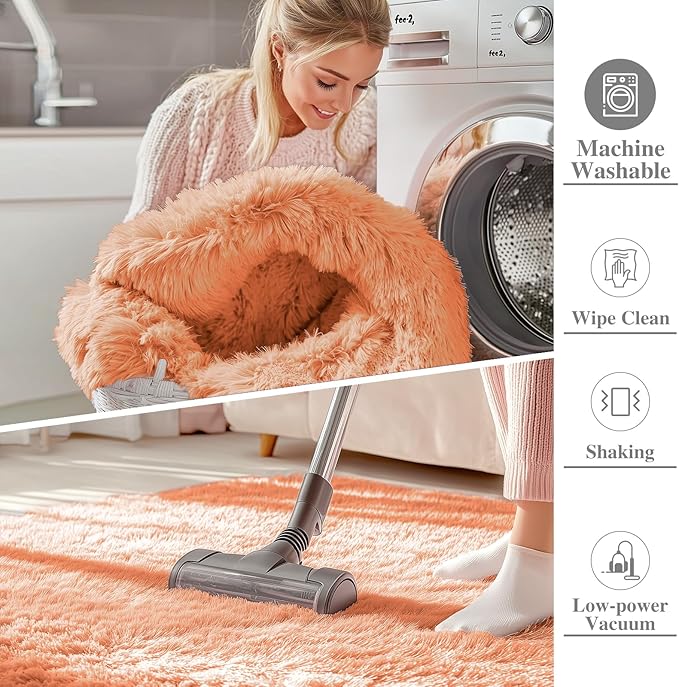 OLANLY 2x6 Machine Washable Runner Rugs for Hallway, Soft Fluffy Shaggy Bedside Rugs for Bedroom, Living Room, Indoor Floor Carpet for Kids Girls and Boys, Home Decor Aesthetic, Muted Orange