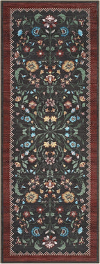 GarveeHome Floral Rug 2.5x8 Runners for Hallways, Boho Kitchen Runner Rugs Non Slip Bath Runners, Vintage Washable Runner Rug for Bedroom, Soft Long Rugs for Entryway Bathroom Laundry Dorm, Red