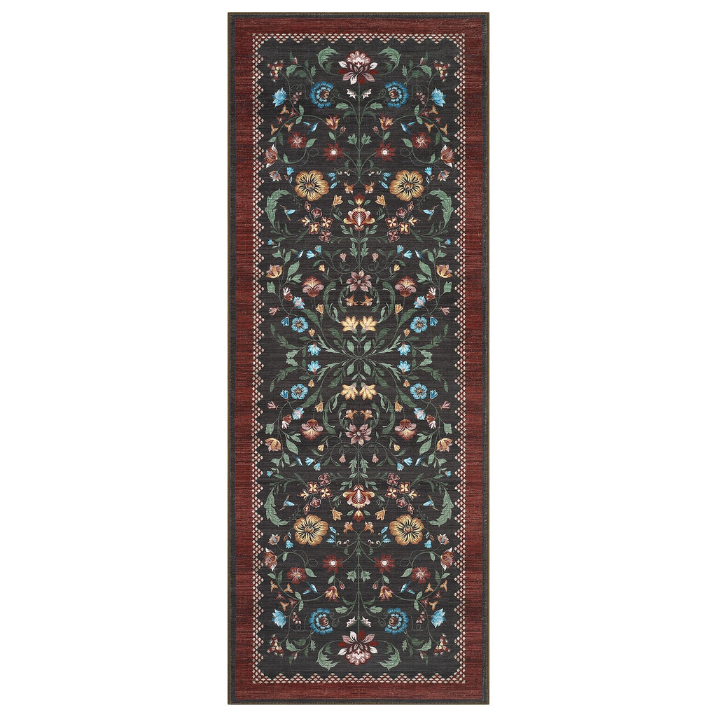 GarveeHome Floral Rug 2x6 Runners for Hallways, Boho Kitchen Runner Rugs Non Slip Bath Runners, Vintage Washable Runner Rug for Bedroom, Soft Long Rugs for Entryway Bathroom Laundry Dorm, Red