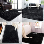 TWINNIS Super Soft Shaggy Rugs Fluffy Carpets,9x11 Feet, Indoor Modern Plush Area Rugs for Living Room Bedroom Kids Room Nursery Home Decor, Upgrade Anti-Skid Rectangular Fuzzy Rug, Black