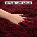 Tepook Fluffy Burgundy Rugs for Living Room, 6x9 Dark Red Area Rug for Bedroom, Soft Shaggy Plush Floor Carpet for Kids Girls Boys Room, Indoor Non Slip and Washable Carpets for Nursery Home Decor