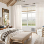 Semi Sheer Linen Curtains 120 Inches for Living Room Sets Back Tab Flax Textured Natural Ivory White Extra Long Curtain Privacy Chic Light Filtering High Window Drapes Bedroom 52X120,2 Panel