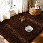 LOCHAS 2x3 Area Rugs Fluffy Living Room Carpets for Kids Bedroom, Brown