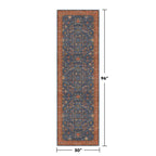 Washable 8 ft Long Runner for Kitchen Floor - Navy Blue Hallway Runner Rug, Pet Friendly Waterproof Non Slip with Rubber Backing, Stain Resistant Laundry Room Rug (2'6"x8' Navy Blue & Terracotta)