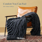 Ultra Soft Cozy Faux Fur Throw Blanket, Fuzzy Plush Thick Bubble Blanket, Oversize Luxury Fluffy Blanket for Couch, Sofa, Bedroom, and Living Room,50x60 Inches,Double Sided Charcoal Gray