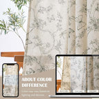 jinchan Floral Curtains Lined Linen Blend Curtain for Living Room 63 Inch Length Grey Farmhouse Curtains French Country Flower Gray Patterned Curtain Drapes Back Tab Rod Pocket 2 Panels