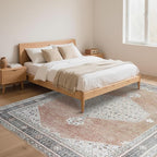 Washable Rugs 8x10 Area Rugs for Living Room,Bedroom,Dining Room- Soft Low Pile Stain-Resistant Carpet with Non-Slip Rubber Backing,Large Vintage Area Rug for Nursery Home Office Decor