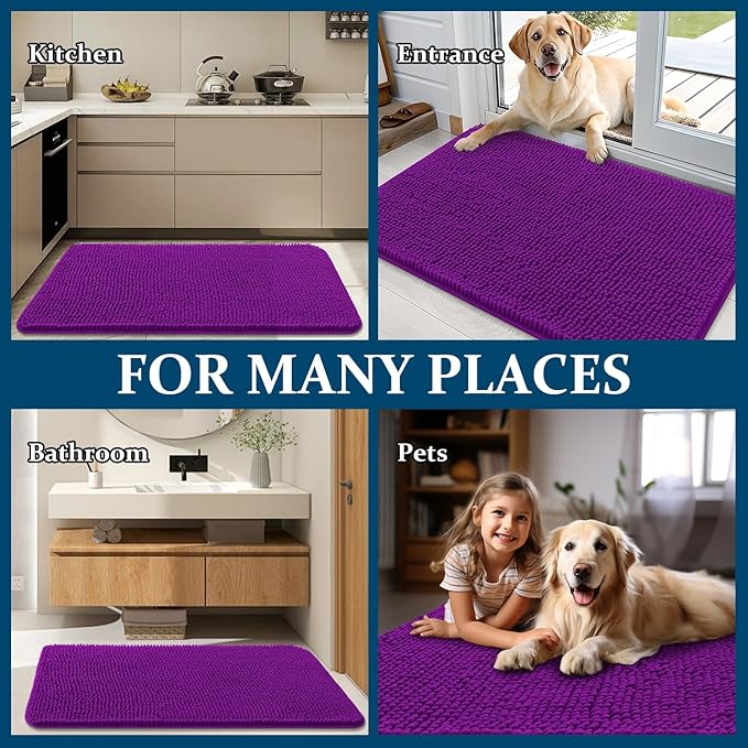 OLANLY Dog Door Mat for Muddy Paws 70x35, Super Absorbent Chenille Mud Mat