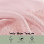 OWENIE Blush Sheer Curtain 90 Inches Long 2 Panels Set, Solid Filmy Drapes for Living Room Bedroom, Elegant Window Voile Sheer Curtain Panels Drapes, 2 Pcs, Each 59" Wx90 L Inch