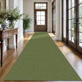 KOZYFLY Extra Long Runners for Hallways 3x18 ft Washable Kitchen Runner Non Slip Rubber Backed Hallway Rug Cotton Entryway Runner Rug Floor Carpet for Indoor Hall, Kitchen, Olive Green/Earthy Green
